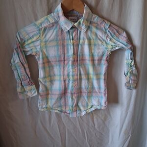 Carter's size 4t boys pastel plaid button up long sleve shirt #kidtop #pastel